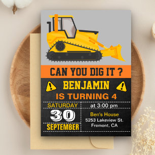 Invitación de cumpleaños de construcción de Bulldo