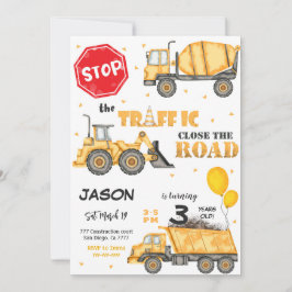 Invitación de cumpleaños de construcción editable