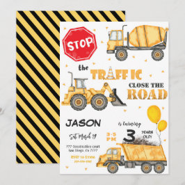 Invitación de cumpleaños de construcción editable
