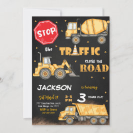 Invitación de cumpleaños de construcción editable