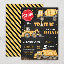 Invitación de cumpleaños de construcción editable