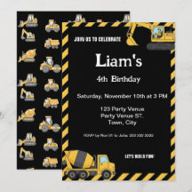 Invitación de cumpleaños de construcción | Fiesta 