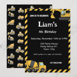 Invitación de cumpleaños de construcción | Fiesta
