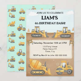 Invitación de cumpleaños de construcción | Fiesta