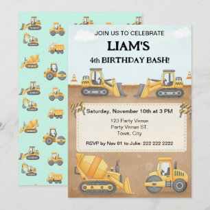 Invitación de cumpleaños de construcción Fiesta