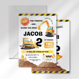 Invitación de Cumpleaños de Construcción para Cual