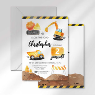 Invitación de Cumpleaños de Construcción para Cual