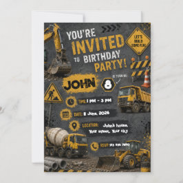 Invitación de cumpleaños de construcción para niño