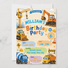 Invitación de cumpleaños de construcción para niño