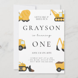 Invitación de cumpleaños de construcción para niño