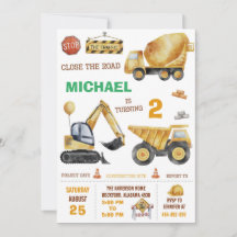 Invitación de cumpleaños de construcción para niño