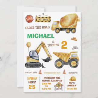 Invitación de cumpleaños de construcción para niño