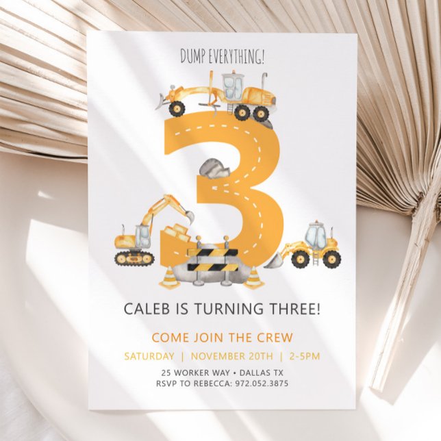 Invitación de cumpleaños de construcción tercer cu (Subido por el creador)