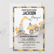 Invitación de cumpleaños de construcción, ¡tirar t