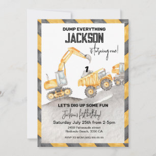 Invitación de cumpleaños de construcción, ¡tirar t
