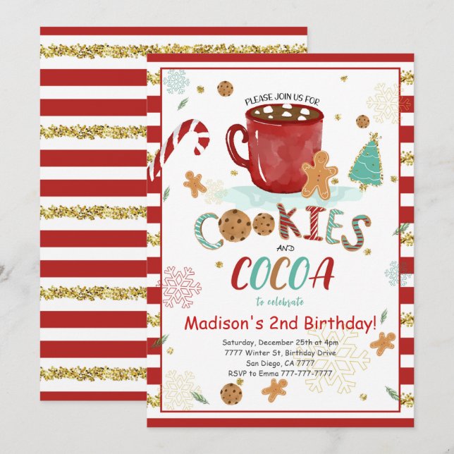 Invitación de cumpleaños de Cookies (Anverso / Reverso)