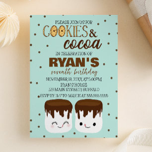 Invitación de cumpleaños de Cookies y Cocoa Kawaii