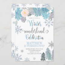 Invitación de cumpleaños de copo de nieve Blue Boy