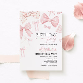 Invitación de cumpleaños de Coquette Bow Rosada