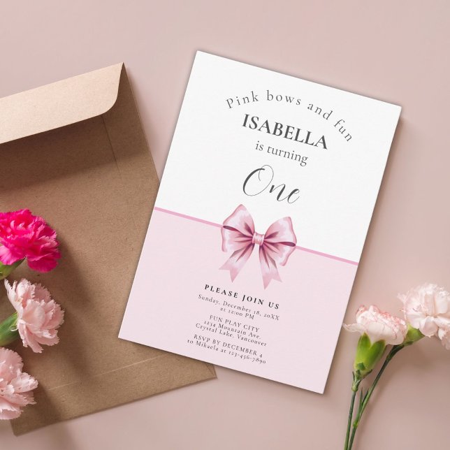 Invitación de cumpleaños de Coquette Pink Bow mini (Subido por el creador)