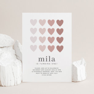 Invitación de cumpleaños de corazones con degradad