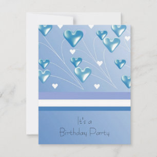 Invitación de cumpleaños de Corazones Flotantes Az