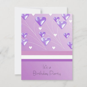 Invitación de cumpleaños de corazones flotantes pú