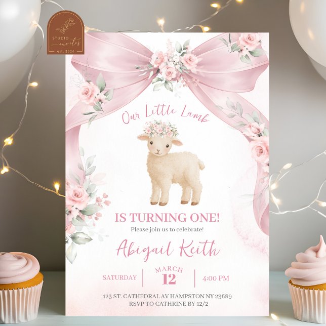 Invitación de cumpleaños de cordero coquette con l (Subido por el creador)