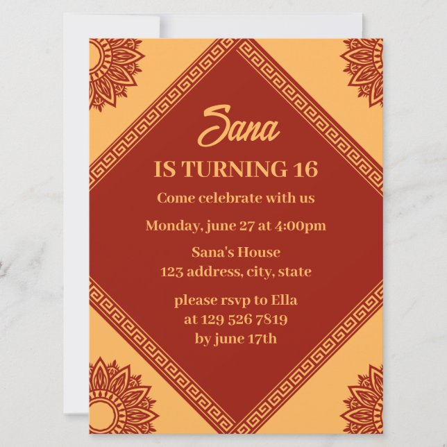 invitación de cumpleaños de corea (Anverso)