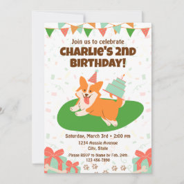 Invitación de cumpleaños de Corgi