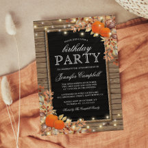 Invitación de cumpleaños de cosecha rústica