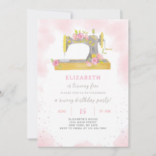 Invitación de cumpleaños de coser