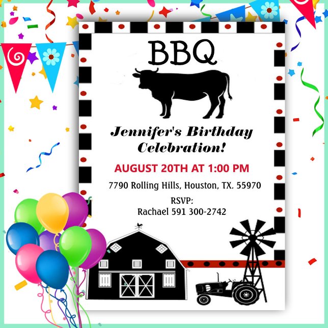 Invitación de cumpleaños de Country Western Barbec (Subido por el creador)
