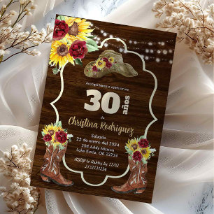 Invitación de cumpleaños de Cowboy a Rosas del gir