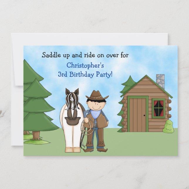 Invitación de cumpleaños de Cowboy, Caballo y Cabi (Anverso)