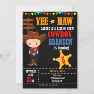Invitación de cumpleaños de Cowboy Country Western