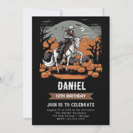 Invitación de cumpleaños de Cowboy de Halloween Zo