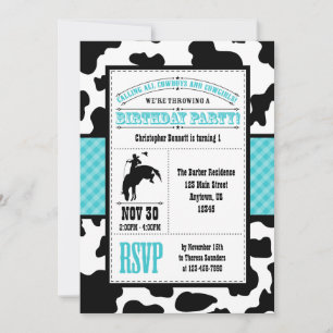 Invitación de cumpleaños de Cowboy Piel de vaca az