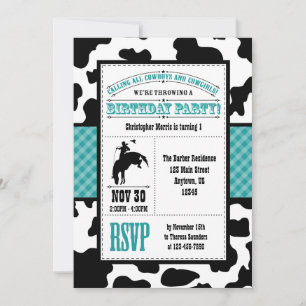 Invitación de cumpleaños de Cowboy Piel de vaca az