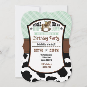 Invitación de cumpleaños de Cowboy, Piel de vaca d
