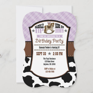 Invitación de cumpleaños de Cowboy Piel de vaca de