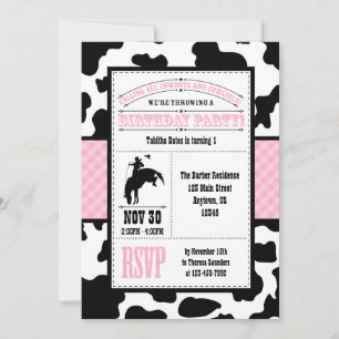 Invitación de cumpleaños de Cowboy Piel de vaca ro
