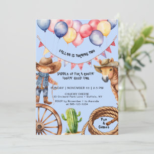Invitación de cumpleaños de Cowboy Rootin'Rootin'