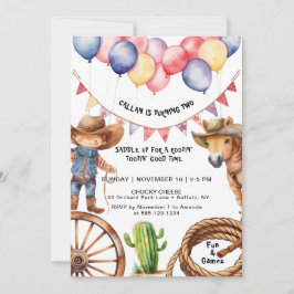 Invitación de cumpleaños de Cowboy Rootin'Rootin'