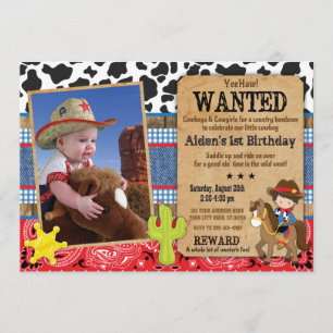 Invitación de cumpleaños de Cowboy, tema occidenta