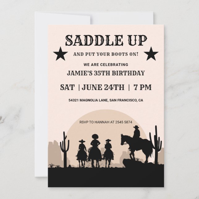 Invitación de cumpleaños de Cowboy Wild Up (Anverso)