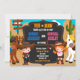 Invitación de cumpleaños de Cowboy y Cowgirl Wild 