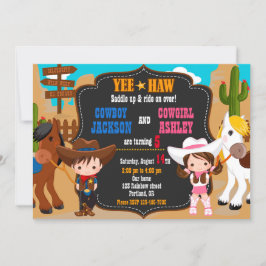 Invitación de cumpleaños de Cowboy y Cowgirl Wild 