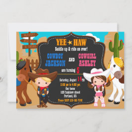 Invitación de cumpleaños de Cowboy y Cowgirl Wild 