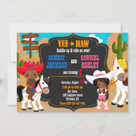 Invitación de cumpleaños de Cowboy y Cowgirl Wild 